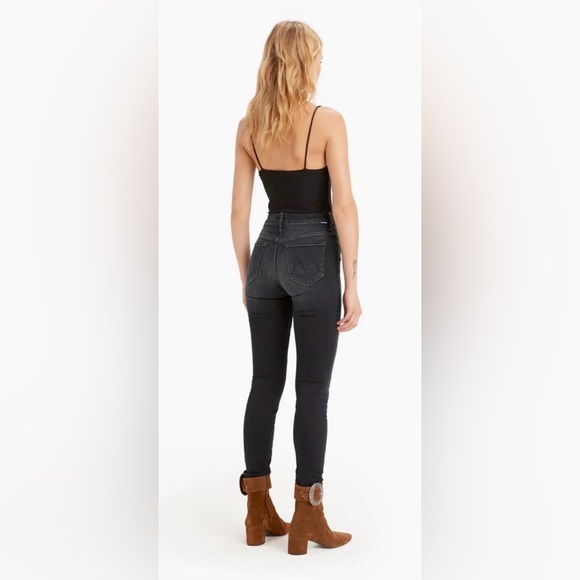 MOTHER JEANS 24 HIGH WAISTED LOOKER COFFEE TEA OR ME EUC STRETCH DARK BLUE - Picture 3 of 6